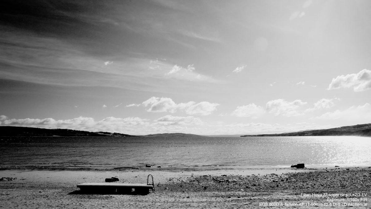 Black and white post processing with Hoya circular polarization